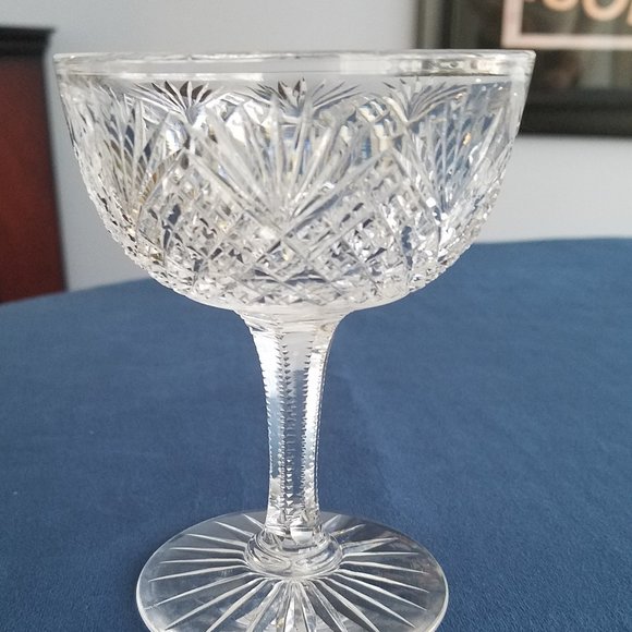 Lead Crystal Champagne Coupes- St. Louis - Picture 1 of 13